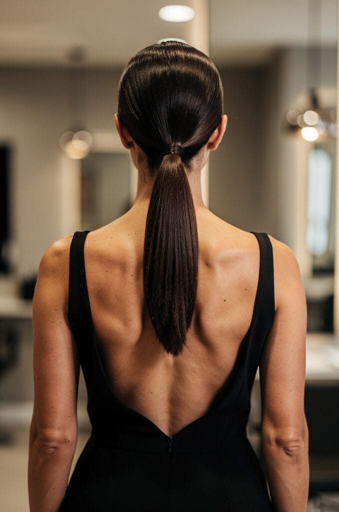 Sleek low ponytail
