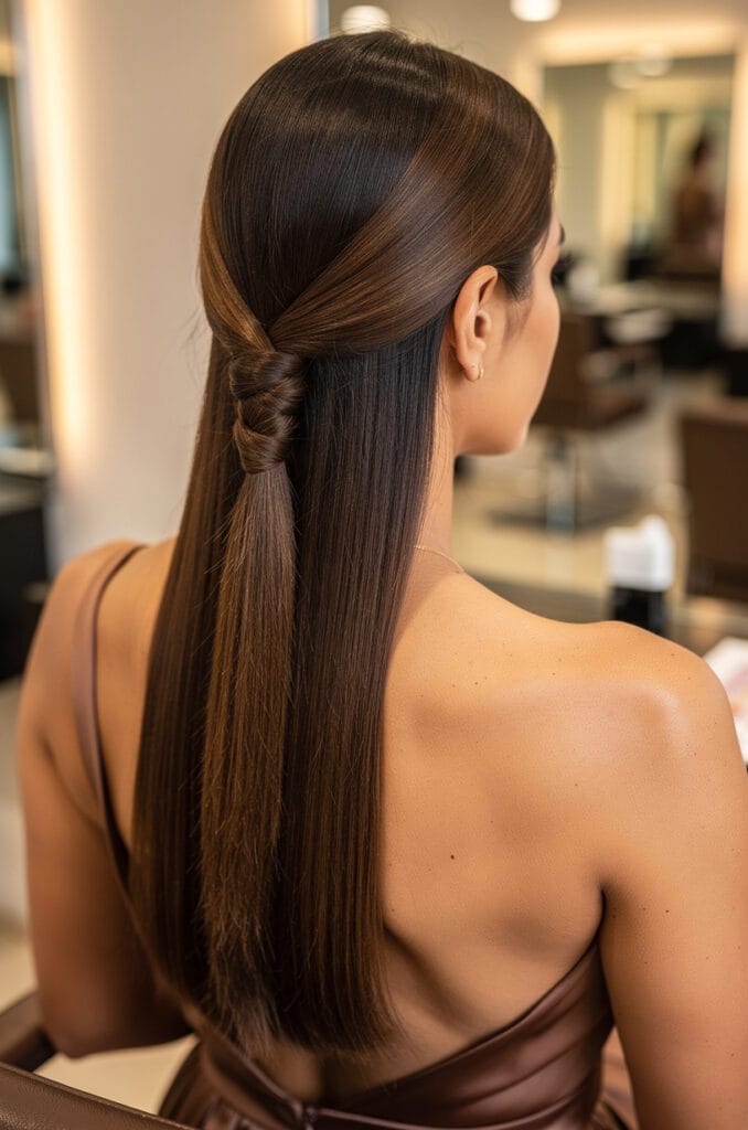 Straight hair with a back twist
