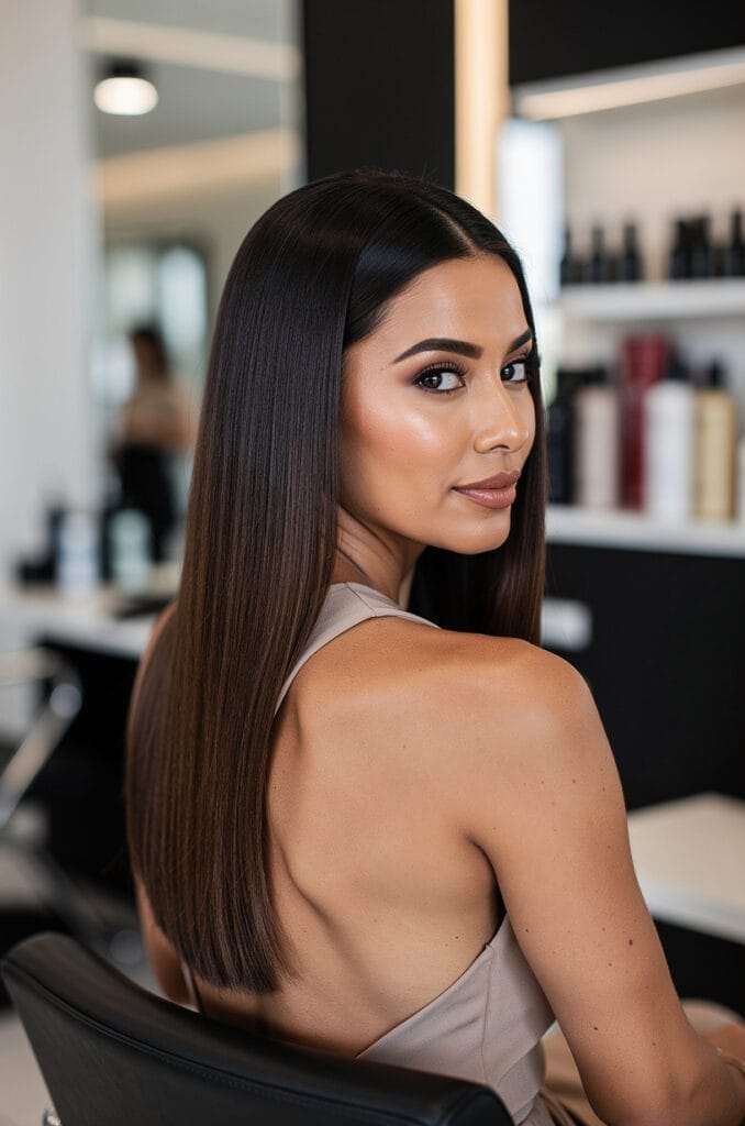 Straight middle part