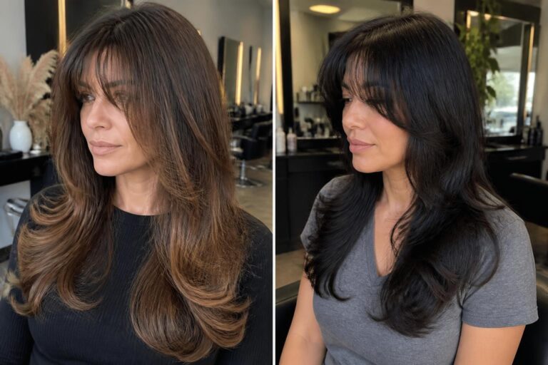 15 long hairstyles with bangs for busy women