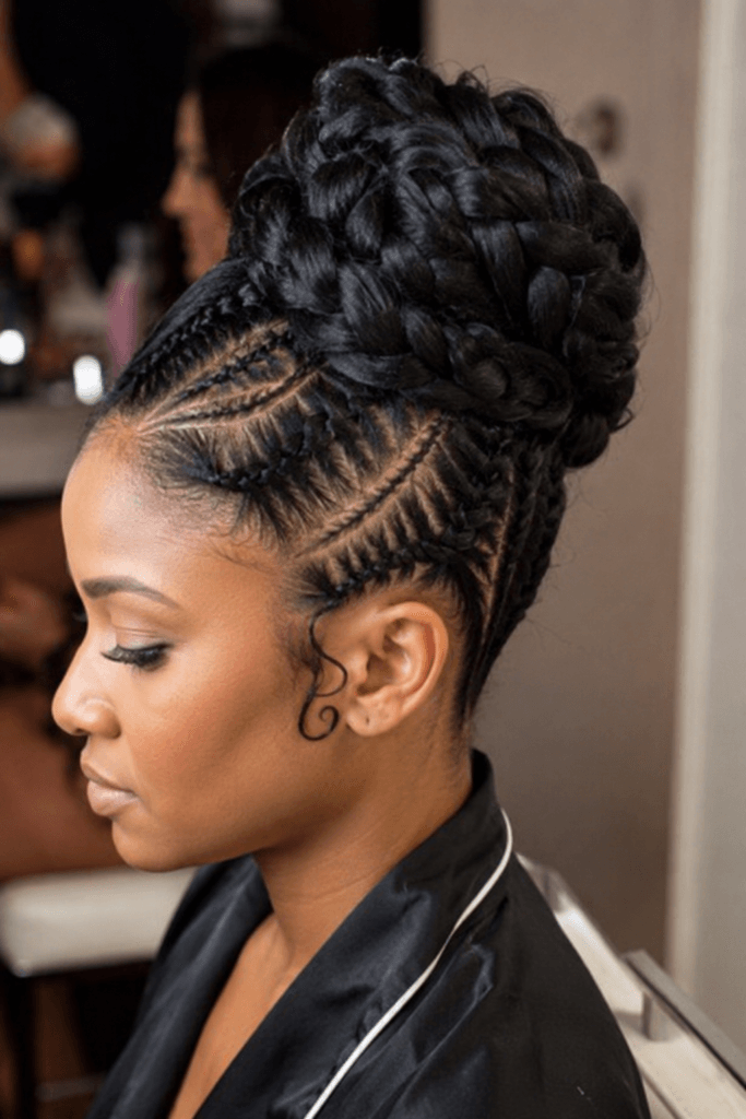 Braided updo with weave