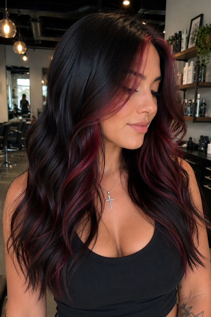 Burgundy red peekaboo