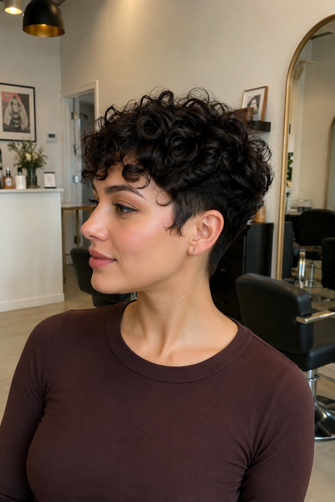 Curly tapered cut