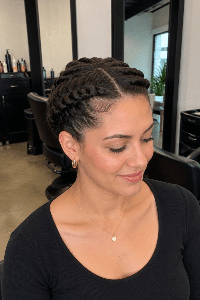 Flat twist crown on short hair