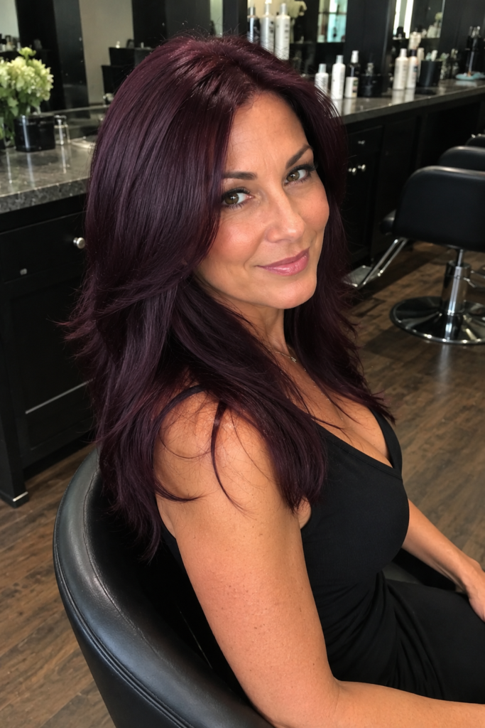 Glossy deep plum with a satin finish
