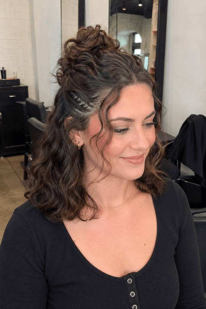 Half up half down with short natural hair 1