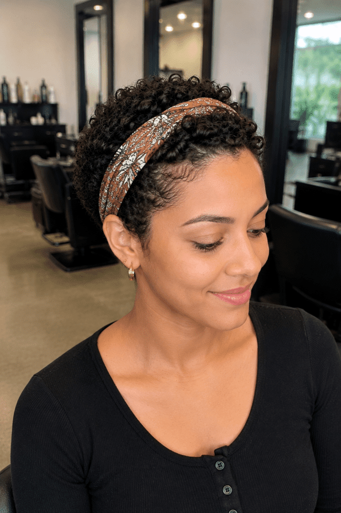 Short natural hair with a headband