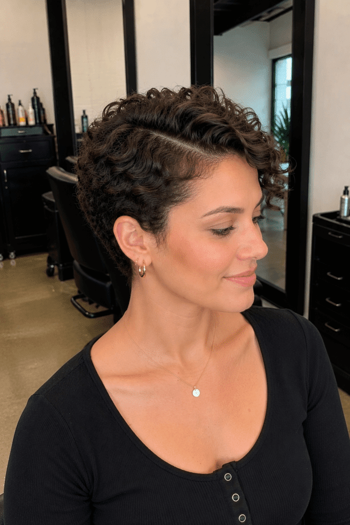 Side parted short natural hair