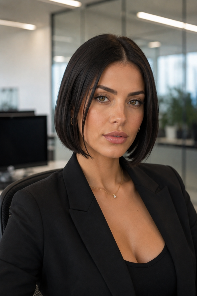 Sleek bob with middle part