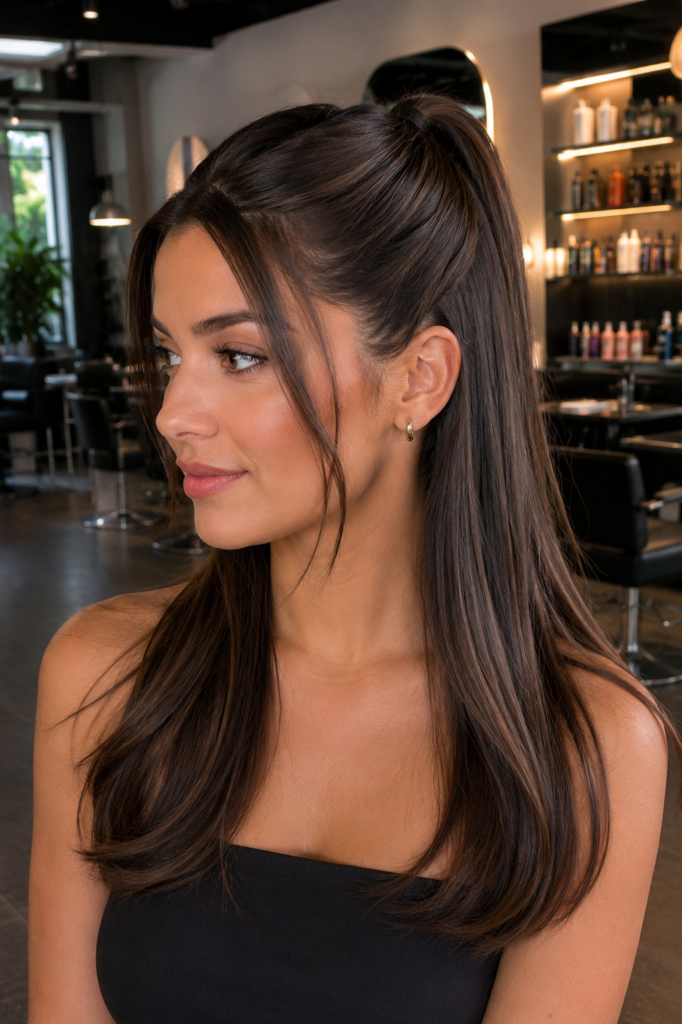 Sleek half up pony