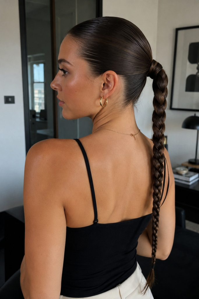 Slick back braided ponytail