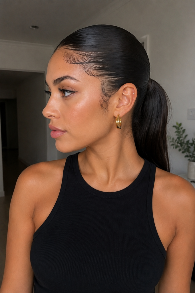 Slick back with baby hairs