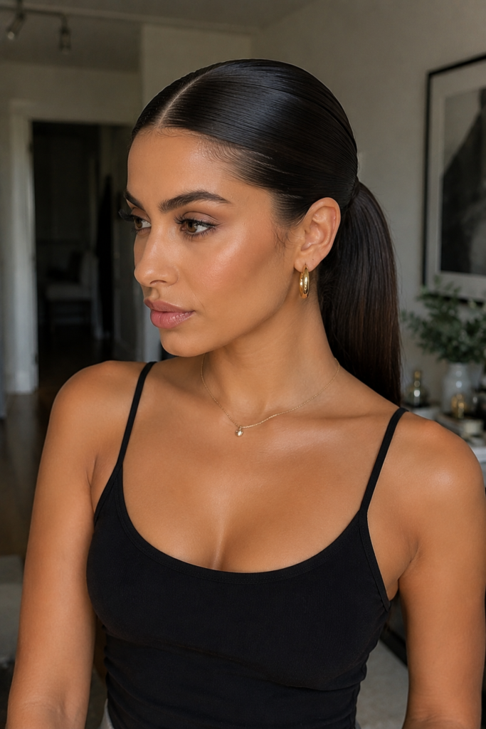 Slick back with middle part