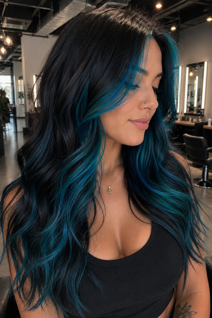 Teal blue peekaboo