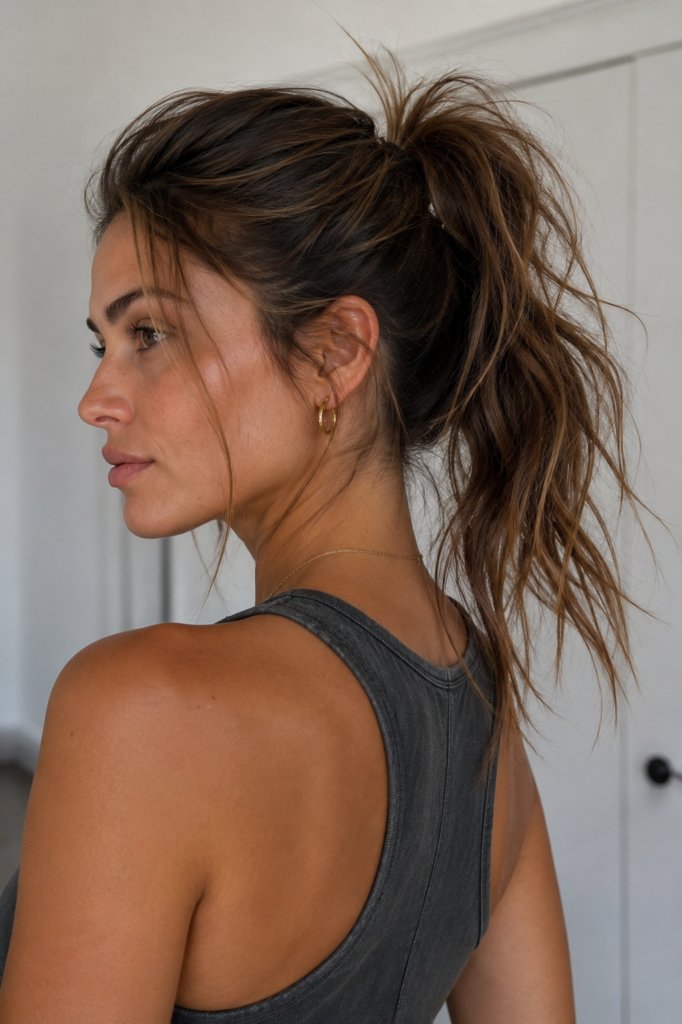 The messy high ponytail
