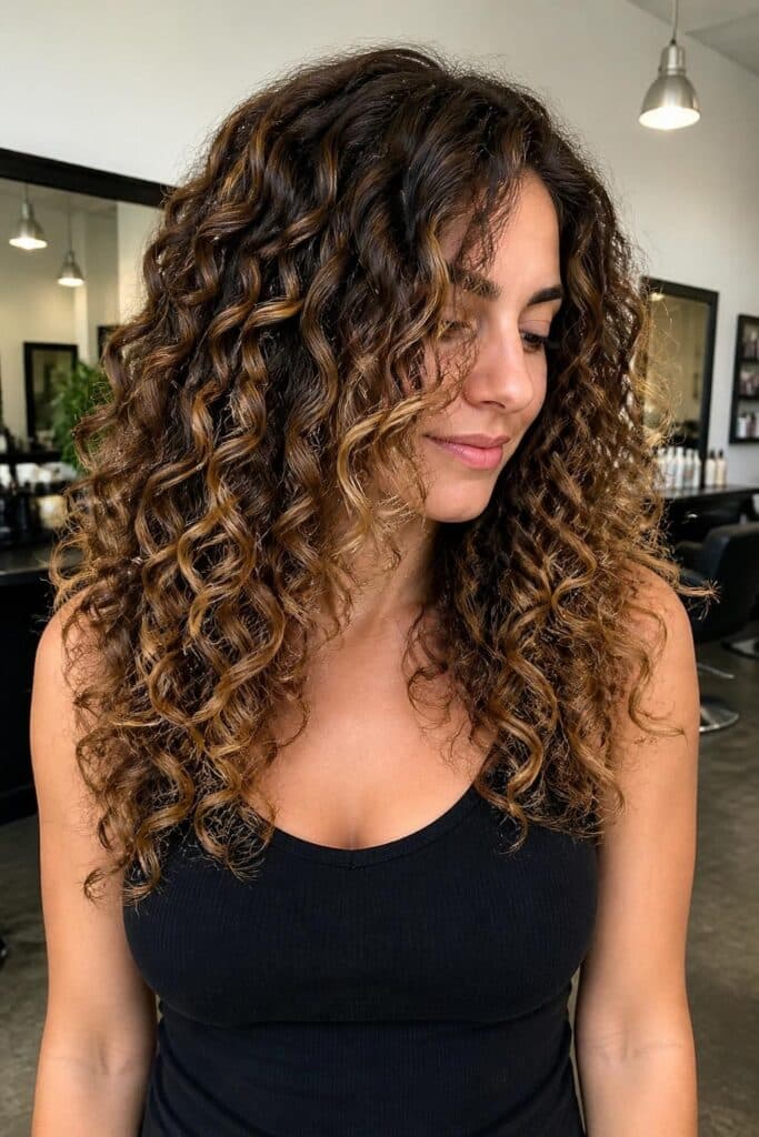 Bronde balayage on curly hair 683x1024 1