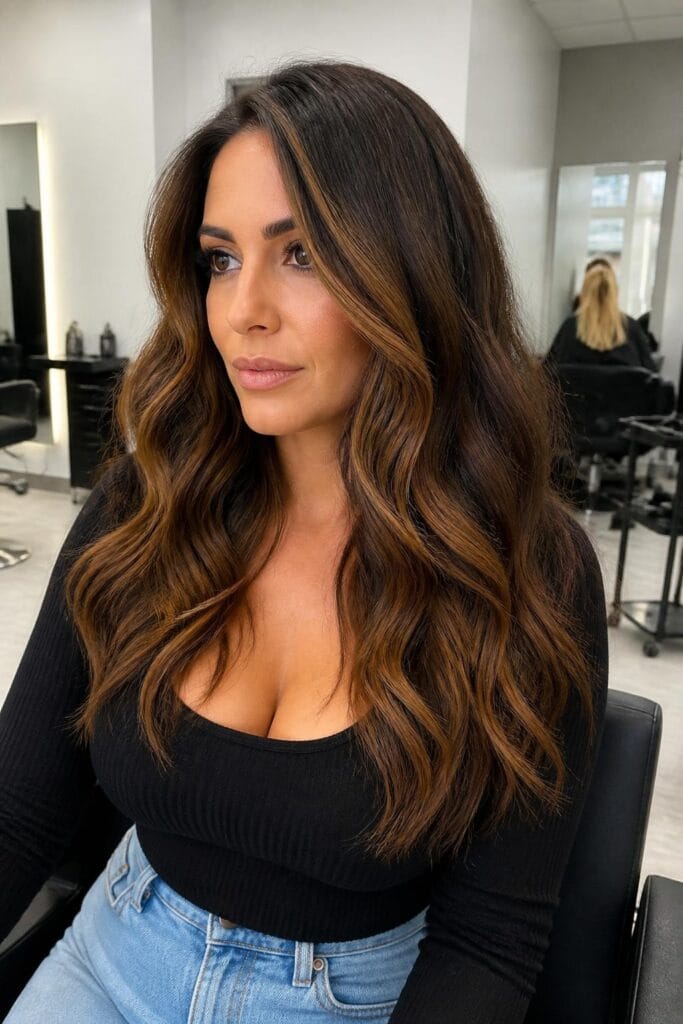 Caramel highlights on dark brown 683x1024 1
