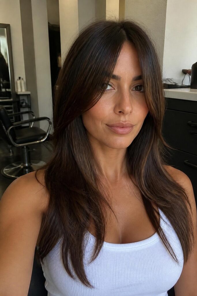 Curtain bangs with straight hair and face framing layers 683x1024 1