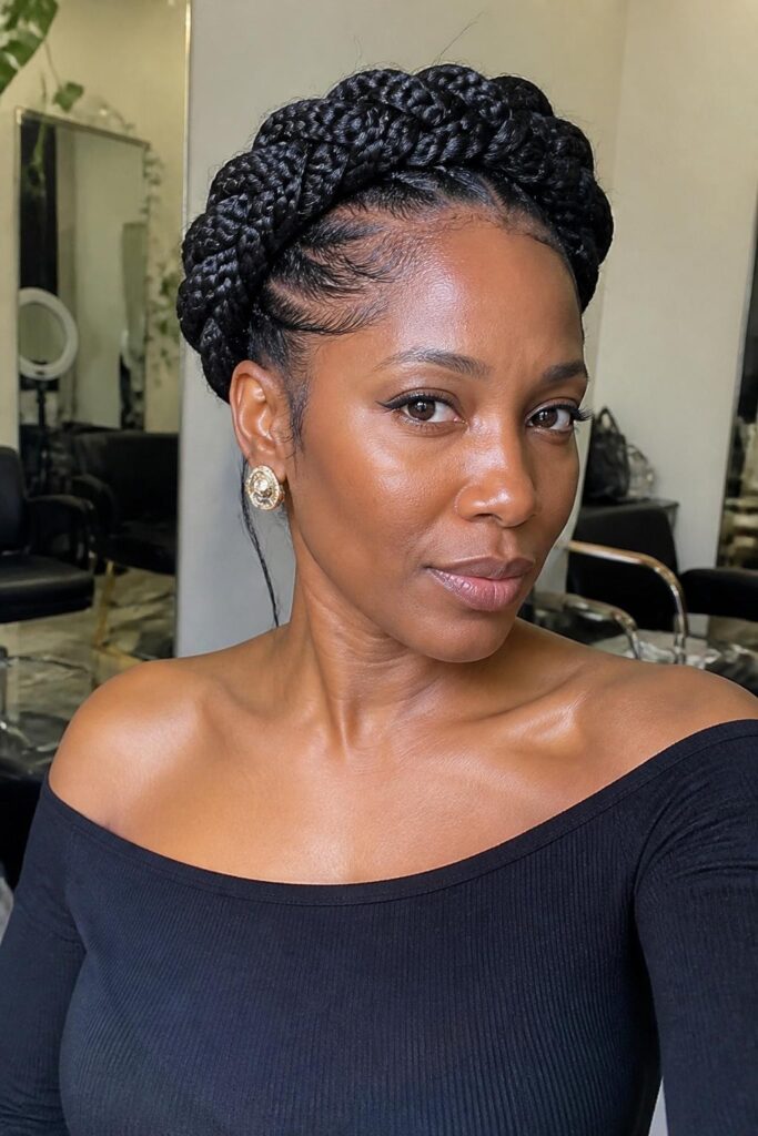 Knotless box braids with a crown or halo braid 683x1024 1