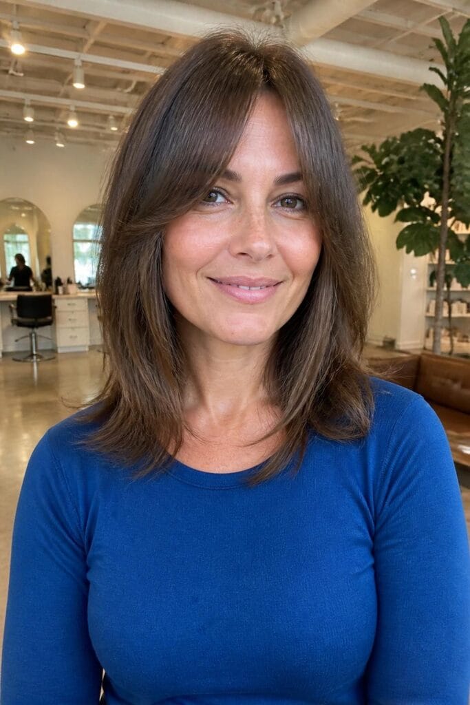 Long curtain bangs with face framing layers for square faces 683x1024 1