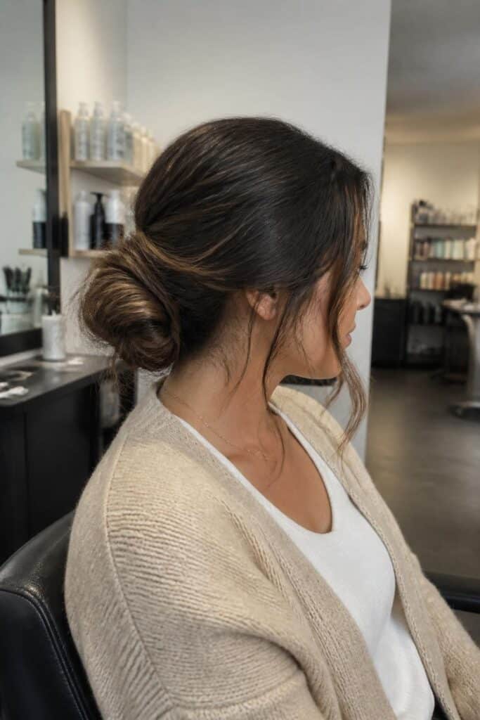 Low messy bun with tendrils 683x1024 1