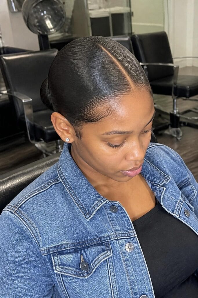 Middle part sleek bun 683x1024 2