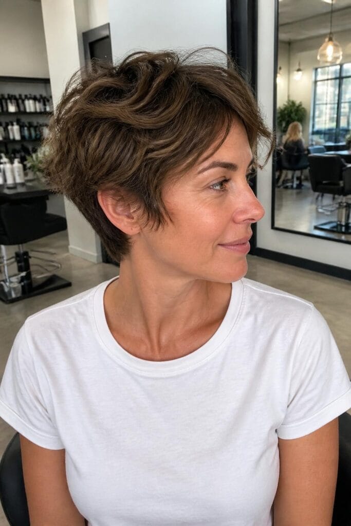 Pixie cut with wavy texture