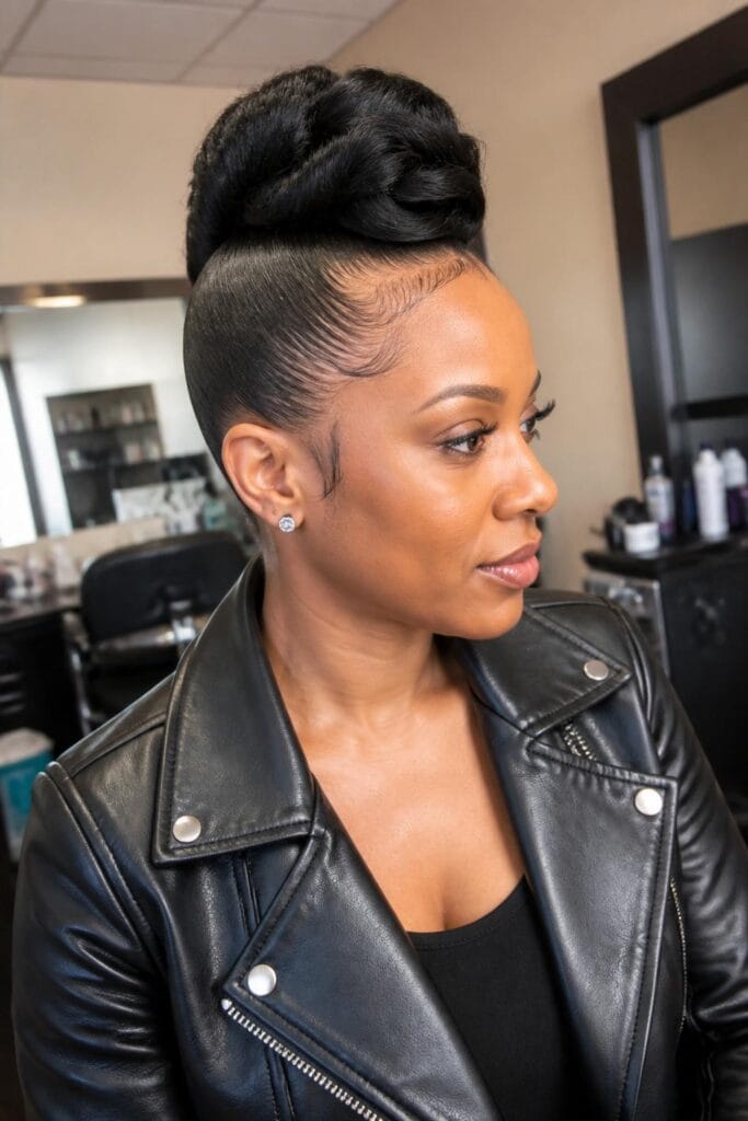 Sleek bun with a faux hawk 683x1024 1