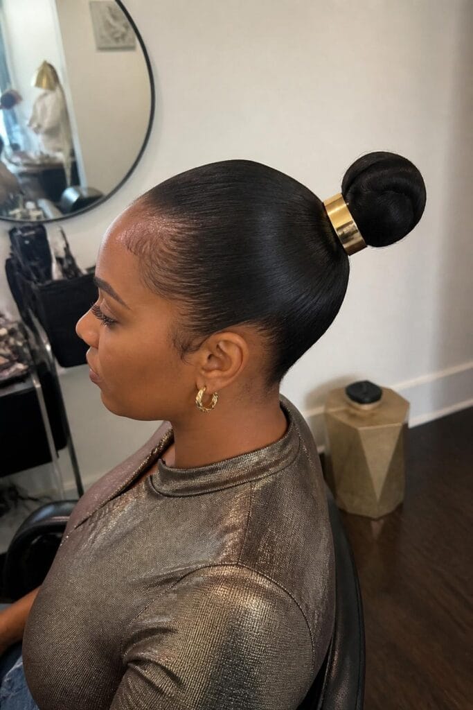 Sleek bun with a gold cuff 683x1024 2