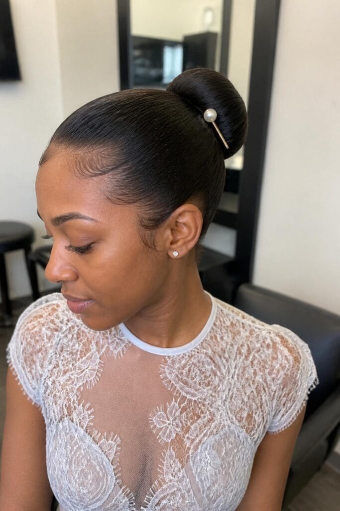 Sleek bun with a pearl pin 683x1024 1