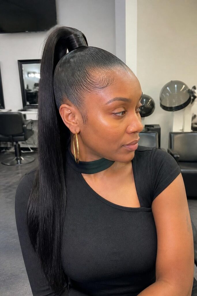 Sleek high ponytail with wrap 683x1024 1