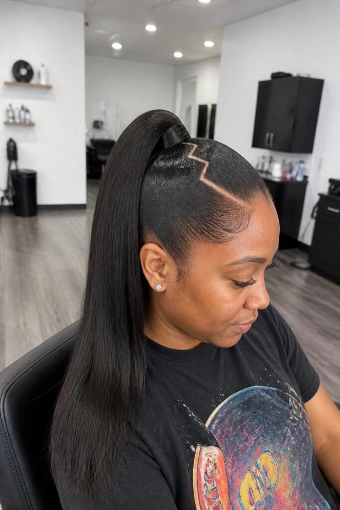 Sleek ponytail with geometric part 683x1024 1