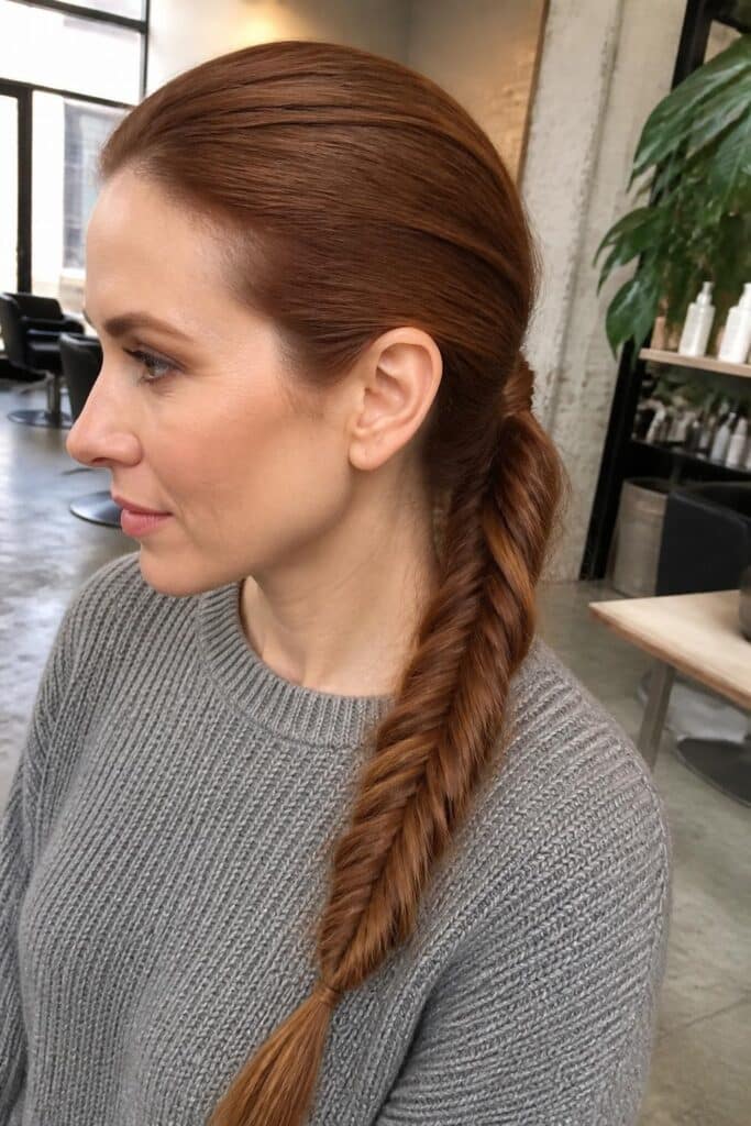 Slick back with fishtail braid 683x1024 1