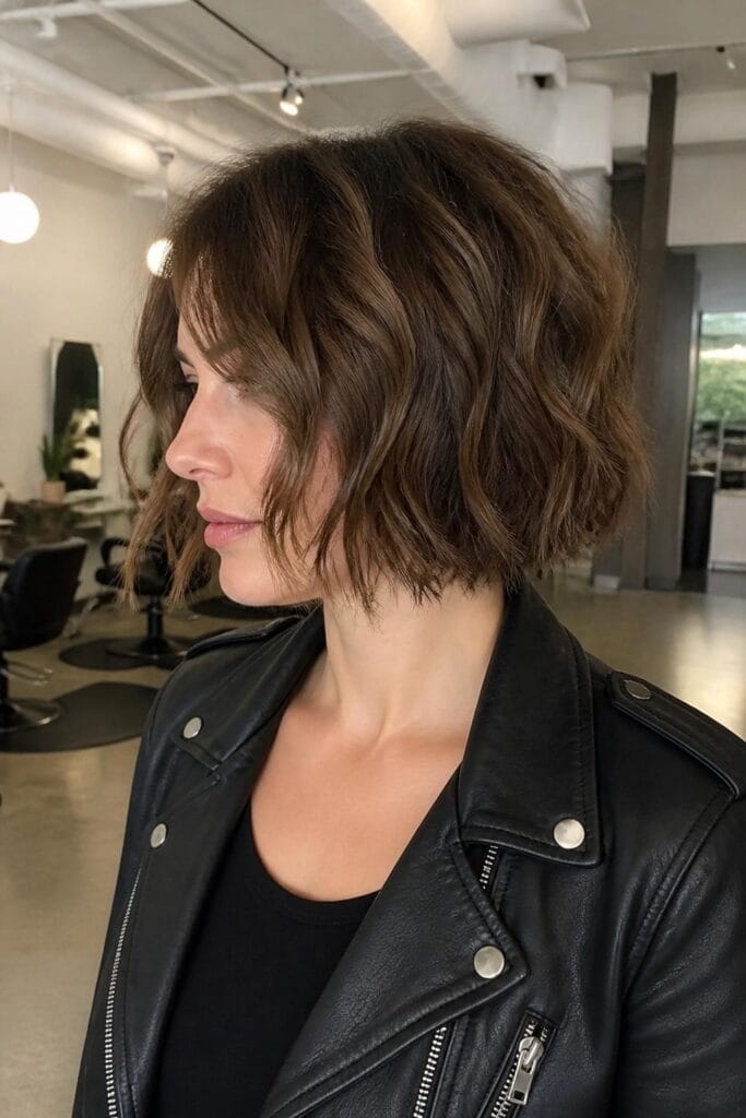 Textured bob with choppy ends