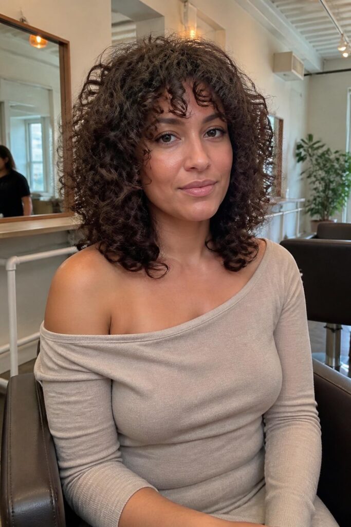 1. Classic curly shag with face-framing layers