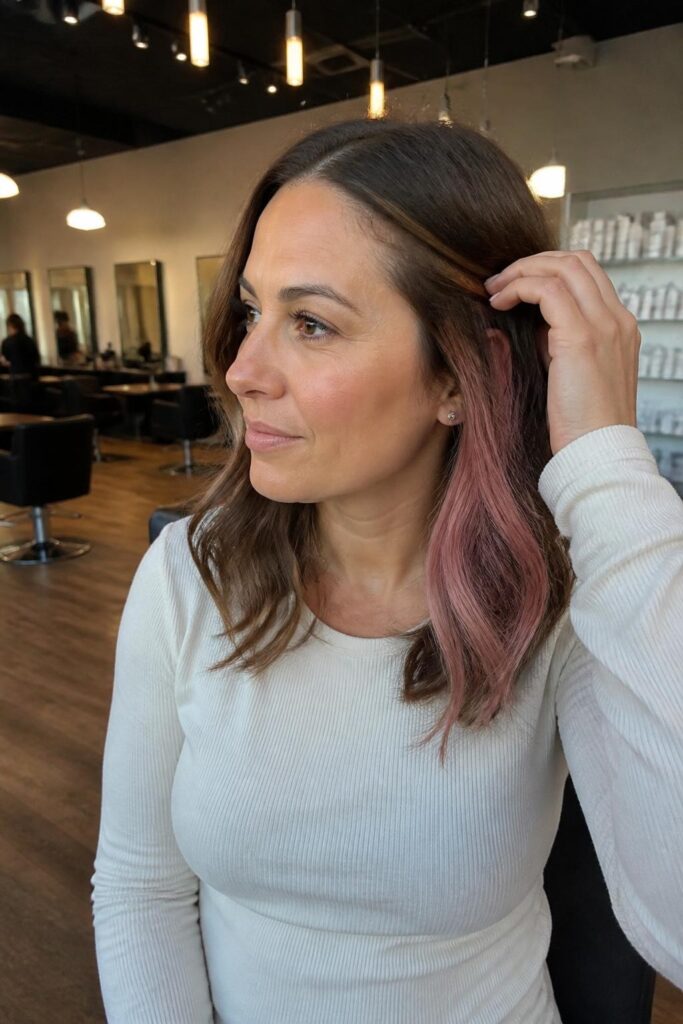 1. Pastel pink peekaboo underlayer