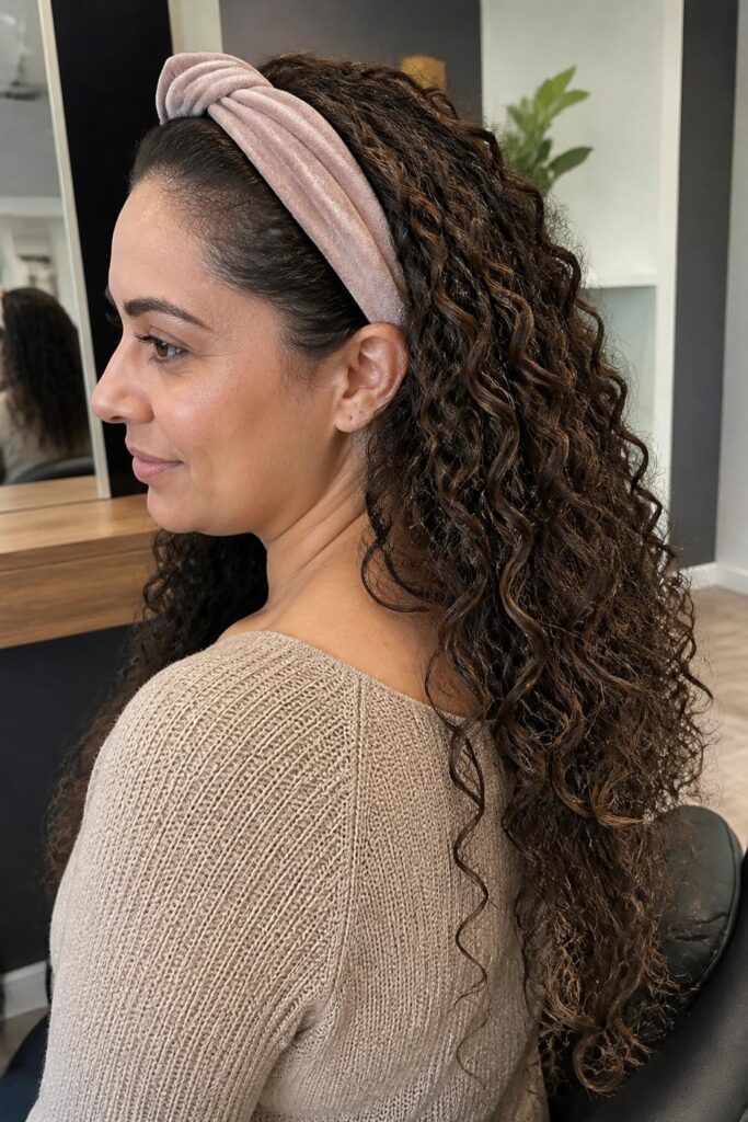 13. Curly headband style
