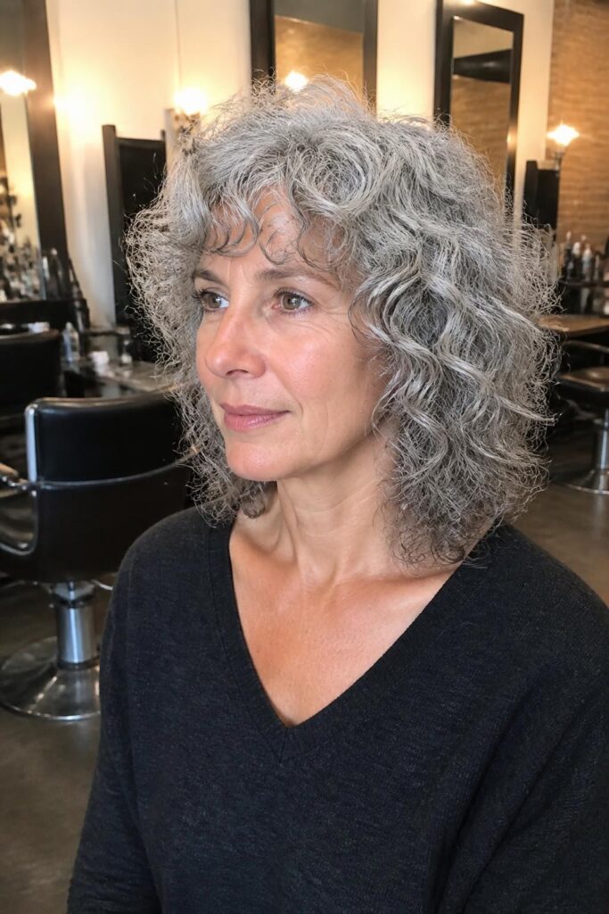 14. Curly shag for gray or silver curls