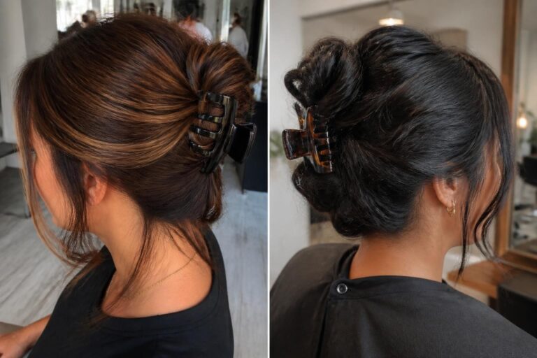 15 claw clip hairstyles for long hair that are quick and easy