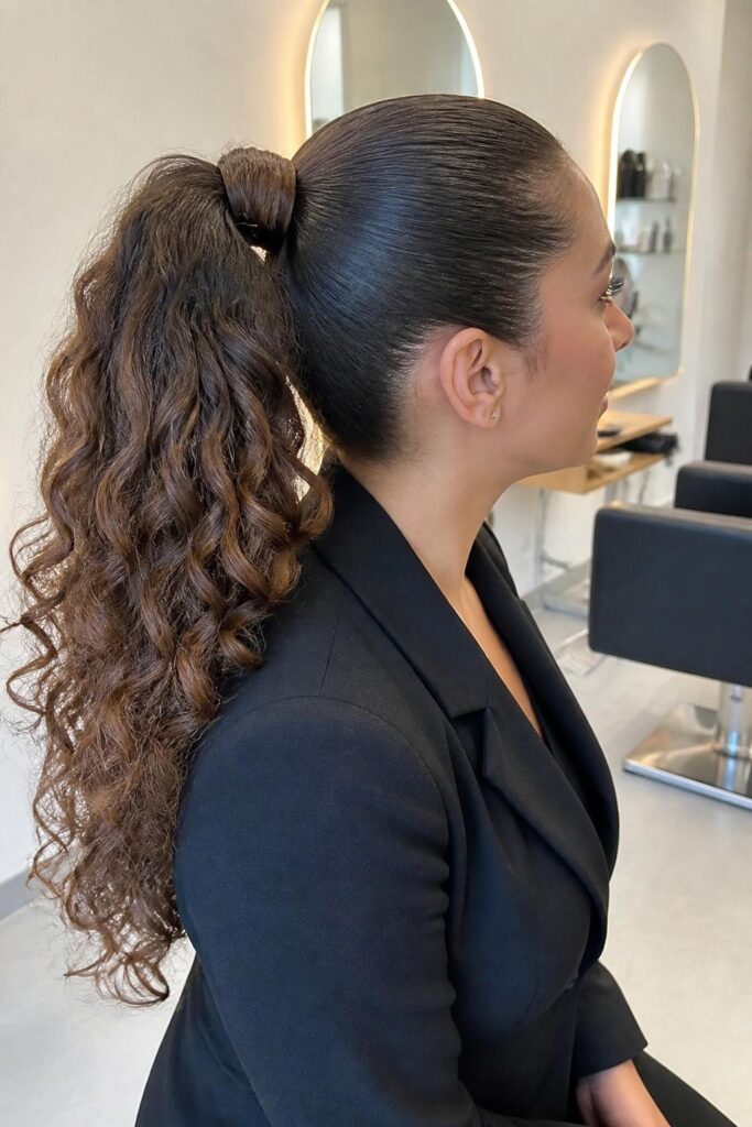 15. Curly ponytail with wrap