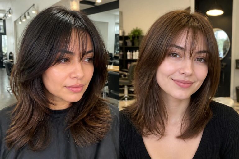 15 wispy bangs for round faces that slim features