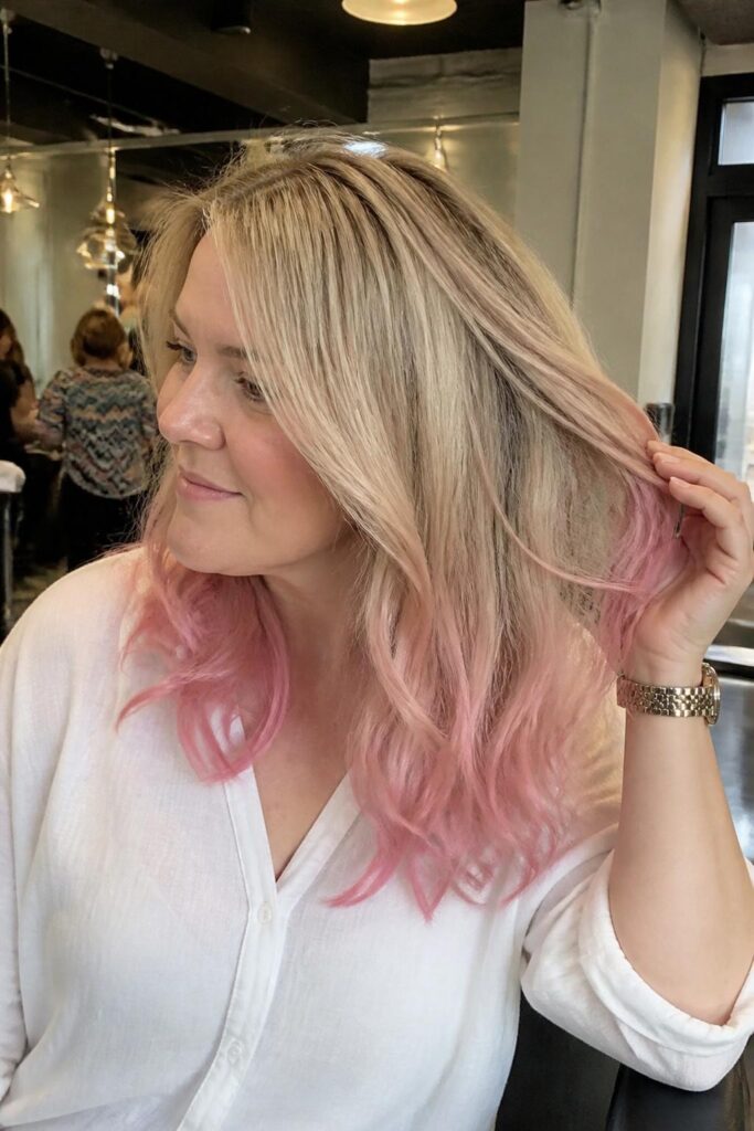 3. Bubblegum pink tips with blonde base