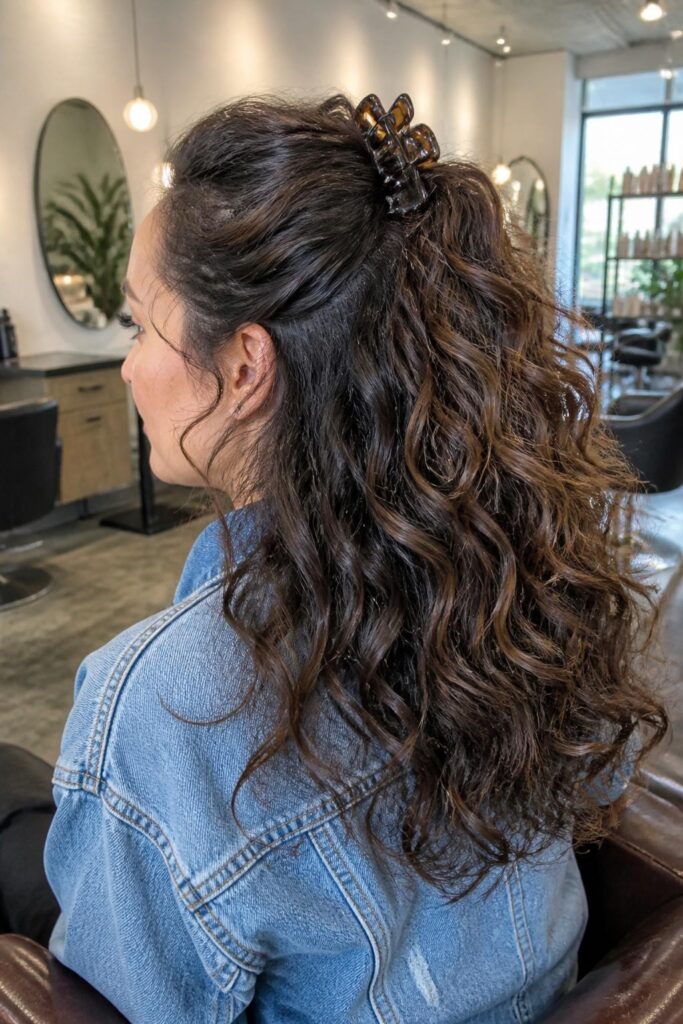 3. Half up half down curls