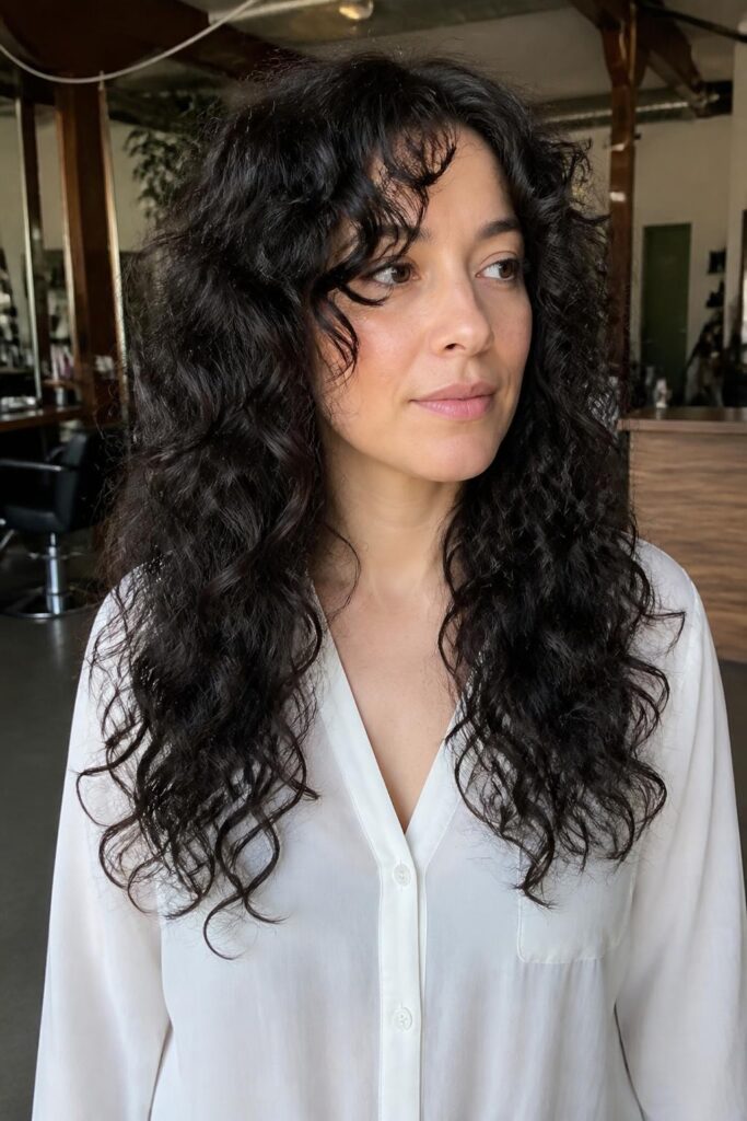3. Long layered curly shag