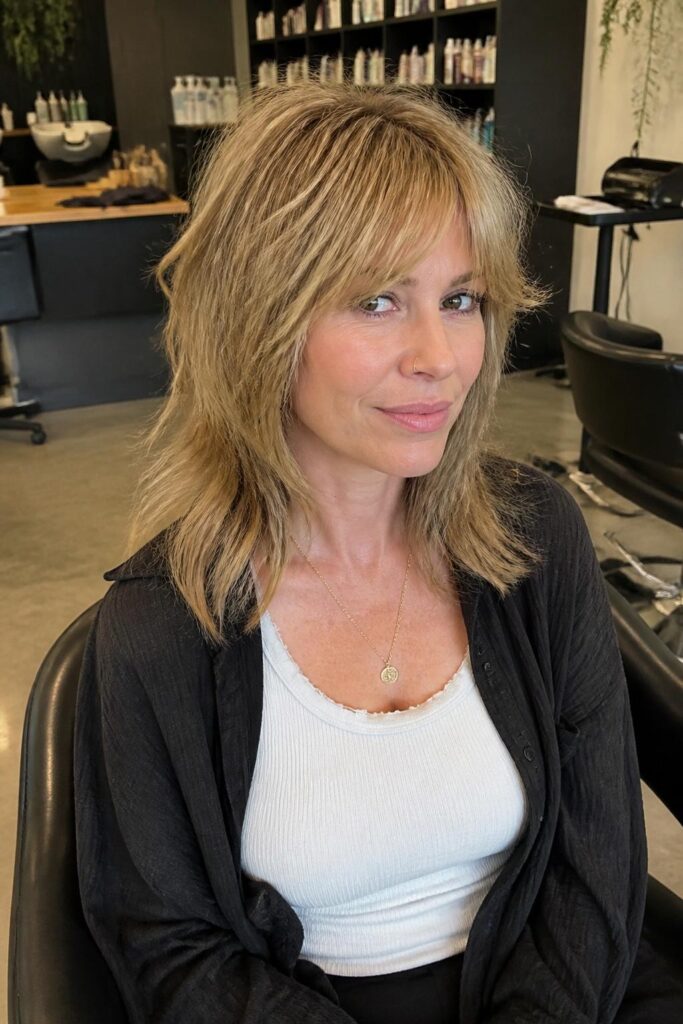 5. Shaggy cut with wispy bangs