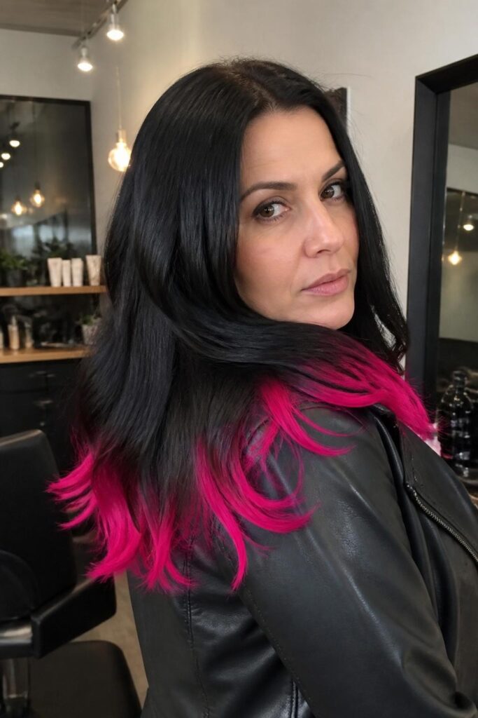 7. Hot pink dip-dye peekaboo