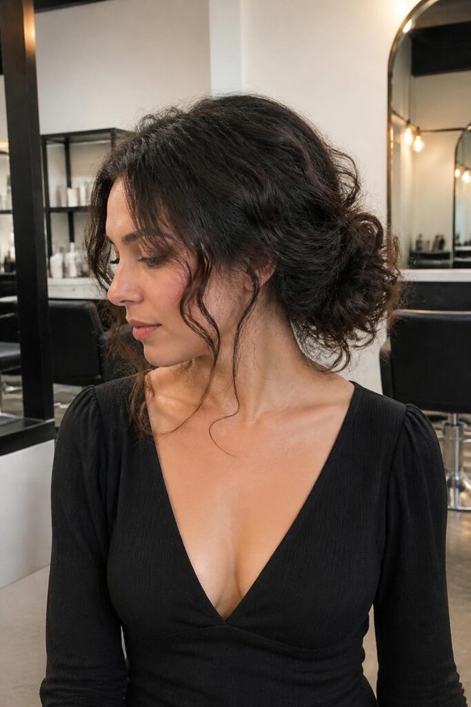 8. Low messy bun