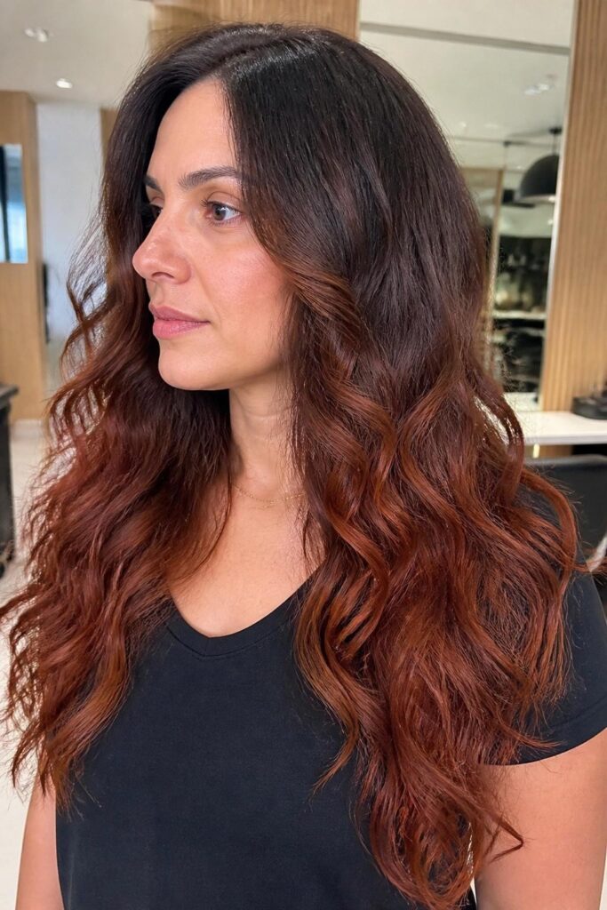 9. Auburn ombre curls