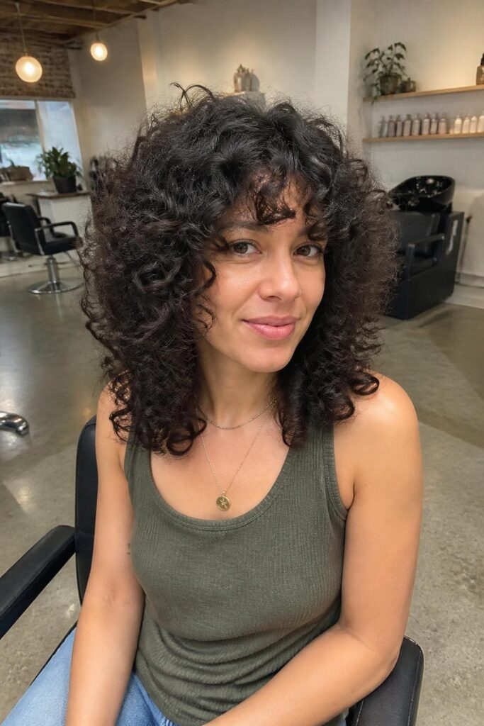 9. Curly shag for fine curls
