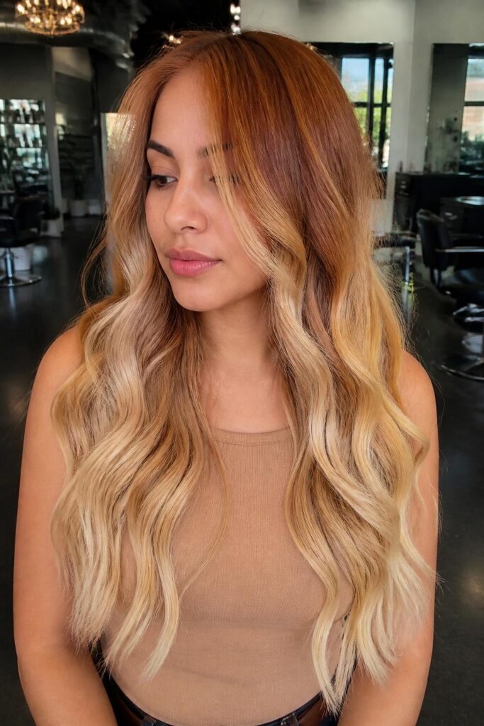 9. Ginger blonde balayage